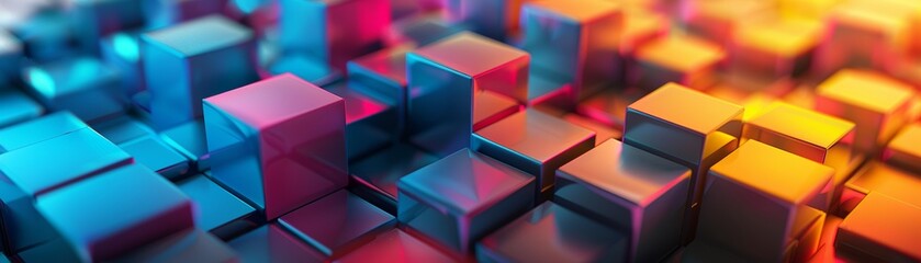 Obraz premium abstract background, cubes, close up, focus on, vibrant shades, Double exposure silhouette with cubes