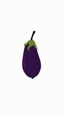 Obraz premium A simple illustration of an eggplant, with only one eggplant in the middle of the image, is a symbol of art. Dynamic on a clean white background.