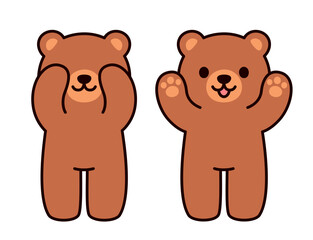 Cute cartoon bear playing Peekaboo