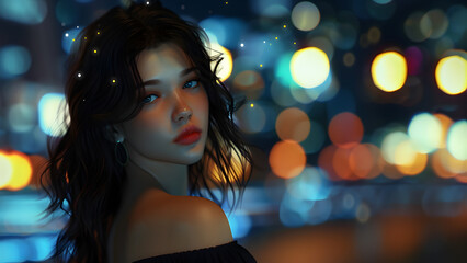 Fototapeta premium realistic high-resolution photo of woman, with detailed background