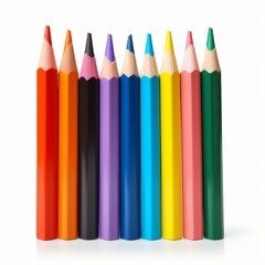 Fototapeta premium colored pencils in all colors on white background