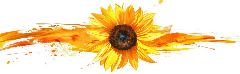 Clipart Graphic,  Sunflower Paint Brush stroke Broad Sweep