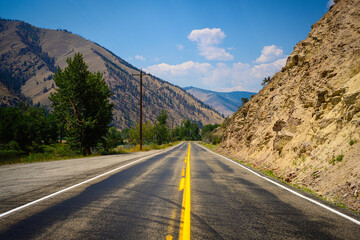 Idaho Summer Road Travel Landscape along the Salmon River Scenic Byway U.S. Route 93: The Beauty of the Iconic Western Rocky Mountains, USA