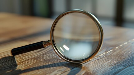 The magnifying glass on table