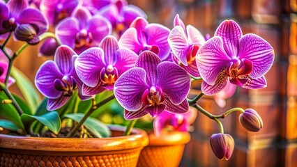 Branch, Close-up orchid flower, branch in cachepot, for advertising, calendar