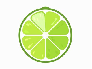 A simple illustration of lime, with only one in the center of the picture, is a symbol of art. Dynamic on a clean white background.