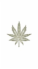 A simple illustration of marijuana, with only one marijuana in the center, is a symbol of art. Dynamic on a clean white background.