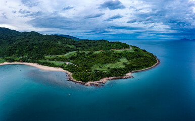 Fototapeta premium Beautiful My Khe beach from drone in Da Nang, Vietnam
