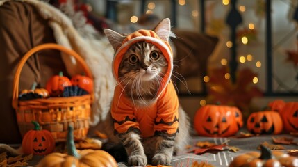 Cat wearing halloween costume wallpaper background