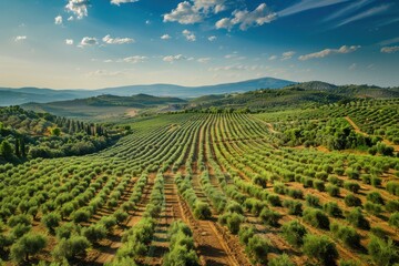 Fototapeta premium Bird's eye view of turkey's olive orchards for the creation of premium quality olive oil