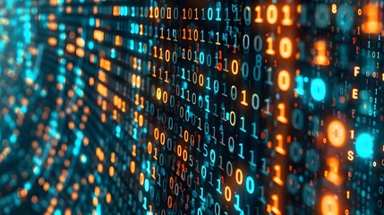 Obraz premium Binary Data Software Programming Code Background. Random Parts of Program Code. Digital Data Technology Concept. 1 0 Machine Code. Random Binary Data Matrix Wide Vector Illustration.