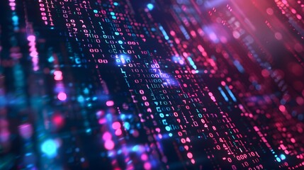 Binary Data Software Programming Code Background. Random Parts of Program Code. Digital Data Technology Concept. 1 0 Machine Code. Random Binary Data Matrix Wide Vector Illustration.