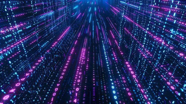 Binary Data Software Programming Code Background. Random Parts of Program Code. Digital Data Technology Concept. 1 0 Machine Code. Random Binary Data Matrix Wide Vector Illustration.
