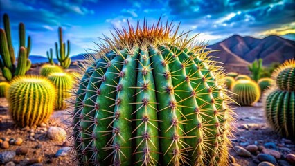 Cactus plant, flower in a pot, closeup