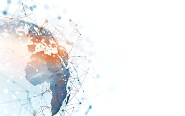 Fototapeta premium Minimalist Abstract Tech: Navigating Global Communication and Data Analysis on White Background, Cyber Innovation Theme