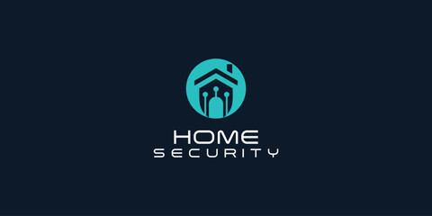 Creative home security logo design with modern style premium vector