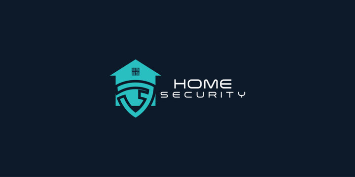 Creative home security logo design with modern style premium vector