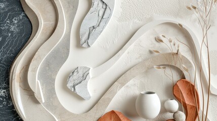 Obraz premium White Textile Wood Pattern Serveware Art Ceiling Tableware Tree Teapot Linens Pottery Font Peach