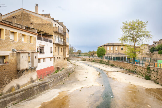 Riguel river in Sadaba town, Comarca of Cinco Villas, province of Zaragoza, Aragon, Spain