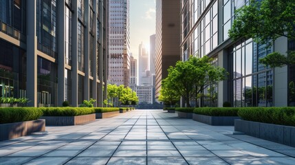 Fototapeta premium Clean city building area floor modern outdoor background wallpaper AI generated image