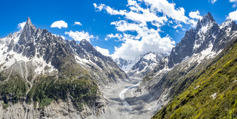 Views of Mer de Glace glacier, Chamonix-Montblanc range, France
