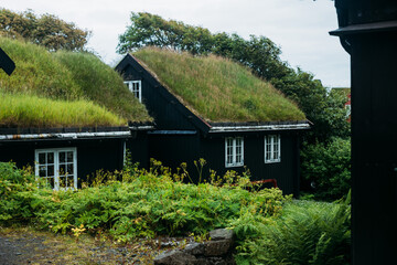 Fototapeta premium Traditional house in Old town Torshavn is capital of Faroe islands
