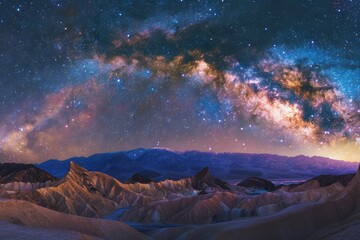 Milky way galaxy over zabriskie point in death valley national park