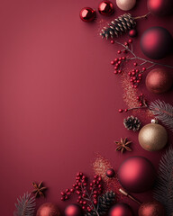 A red background with a bunch of red and gold ornaments