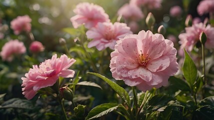 Obraz premium pink flowers in the garden
