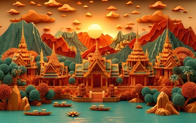 Obraz premium chinese temple on the river
