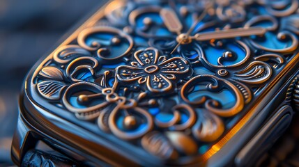 Detailed shot of a smartwatch screen, showing the intricate patterns and colors