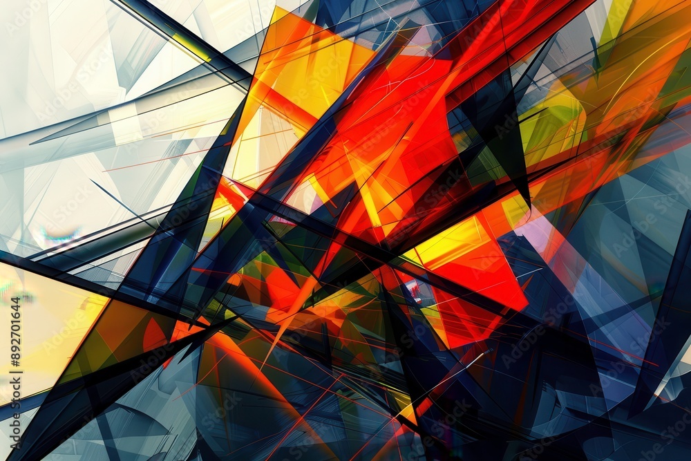 Canvas Prints dynamic abstract art featuring jagged shapes and vibrant colors, creating an energetic and contempor