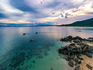 Aerial view of My Khe Beach - Top 6 beautiful beach in the World By Forbes Magazine.