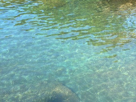 Pure sea water turquoise blue calm surface 