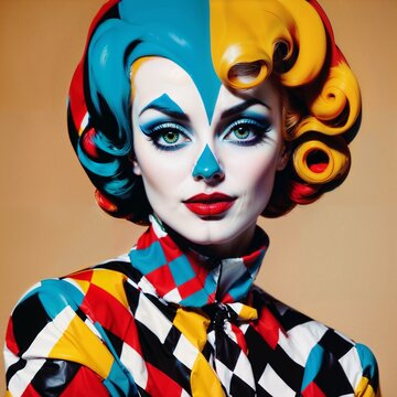 Columbine. Female clown. Italian commedia dell arte.