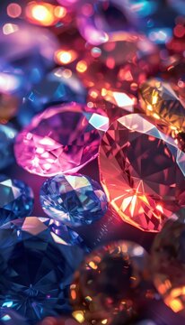 Close up of colorful sparkling gems, perfect for backgrounds and textures