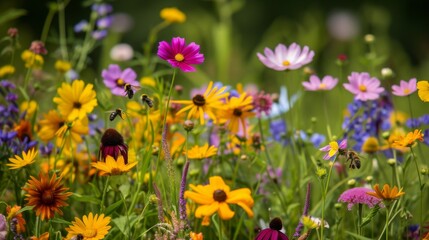 Fototapeta premium Wildflowers in full bloom, basking in the summer sun