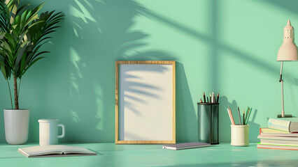 realistic high-resolution photo of workspace, with detailed background