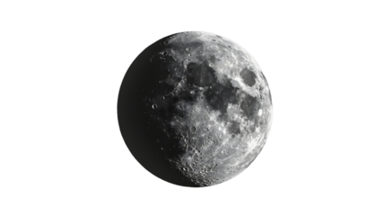 A crescent moon shining at night, completing its lunar cycle of 30 days. The moon is Earth's natural satellite.