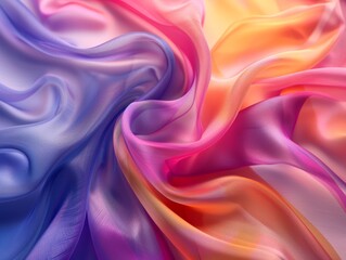 Obraz premium luxury 3d background, silk, close up, focus on, vivid shades, Double exposure silhouette with silk