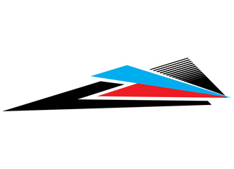 Red black and blue vector pattern on a white background. for cars, motorcycles, yachts, SUVs, sportswear and toys. Sports design element. Sharp triangular arrow. Races