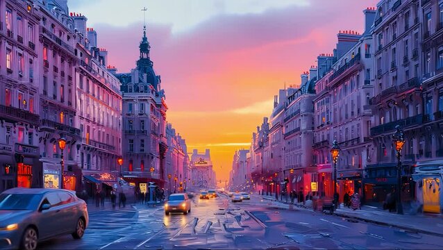 Paris street living painting