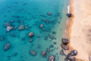 Aerial view of My Khe Beach - Top 6 beautiful beach in the World By Forbes Magazine.