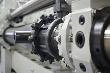 Close-Up of Heavy Industry Machinery Components and Mechanics for Industrial Engineering and Manufacturing Processes