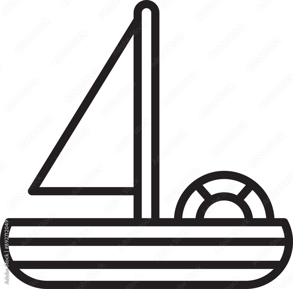 Sticker sailing boat line icon