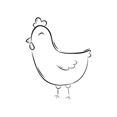 Sketch of a chicken. Simple vector illustration in doodle style.