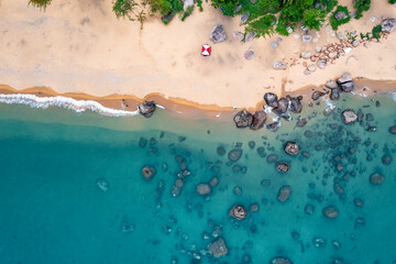 Aerial view of My Khe Beach - Top 6 beautiful beach in the World By Forbes Magazine.