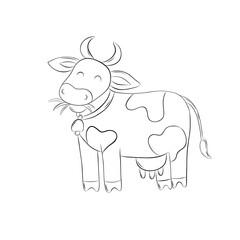 Sketch cute cow. Farm animals. Simple children's vector illustration in doodle style