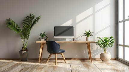 Fototapeta premium Minimalist Home Office Interior Design