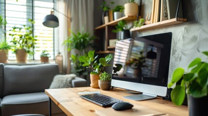 Fototapeta premium Modern Home Office with Plants